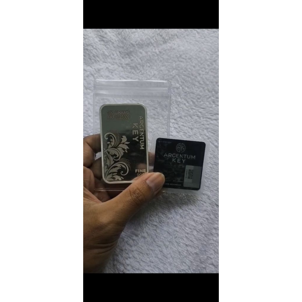 Perak Batangan Argentum Key Silver Asli Murni Fine Silver 99.99 Bersertifikat Varian 25 gram, 50 gra