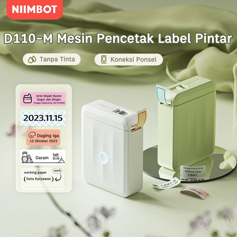 Niimbot D110M Printer Label Portabel Printer Stiker Printer Label Nama Mesin Pembuat Label, Cocok Un