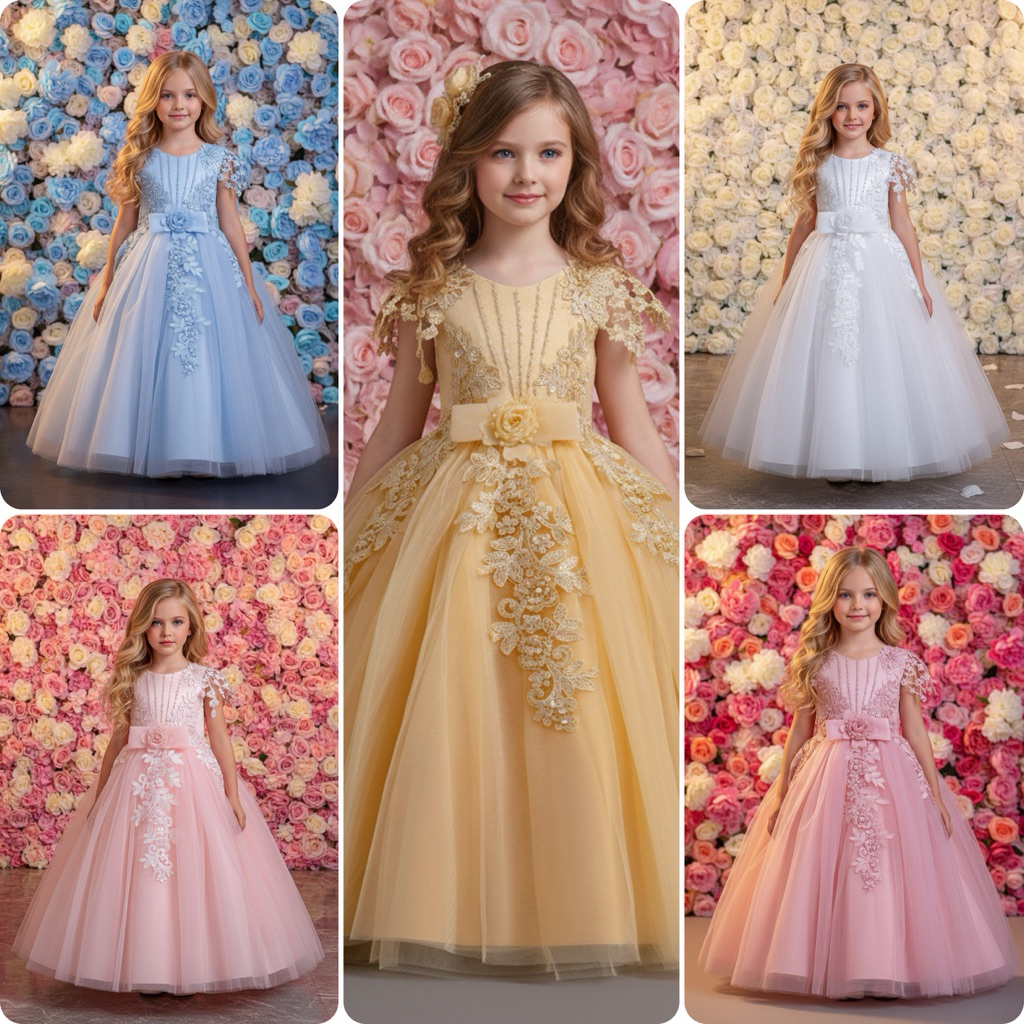 GAUN NATAL ANAK TILE MEWAH 4-12TH /DRESS PESTA ANAK/GAUN MEWAH IMPORT PREMIUM