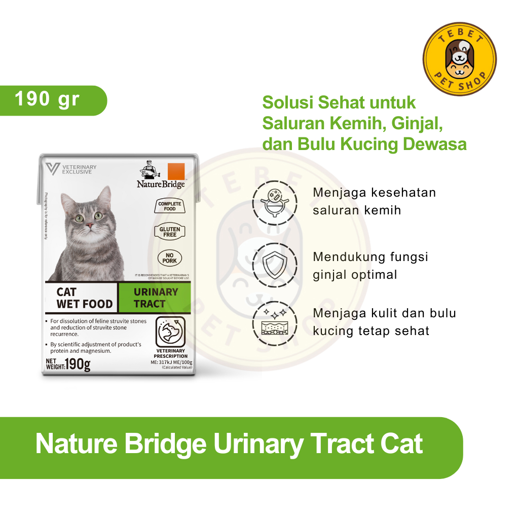 Nature Bridge Urinary Tract 190GR Wet Food Urinary SO Makanan Kucing