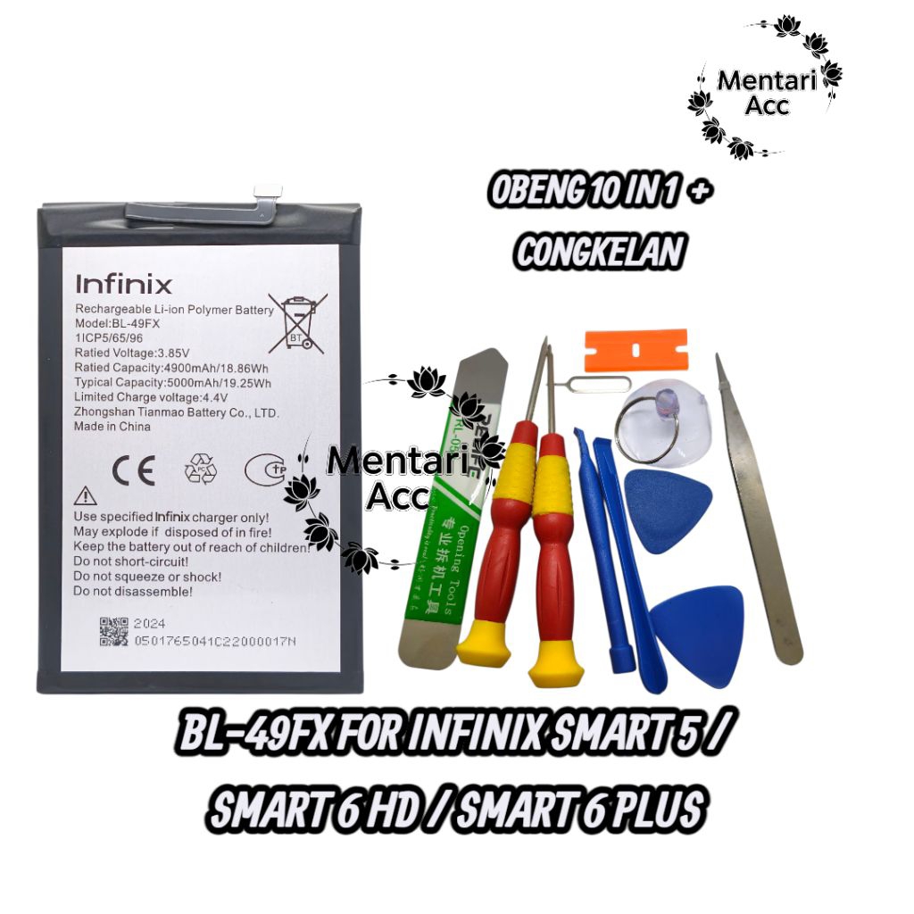 Batre baterai batrei HP INFINIX SMART 5 / SMART 6 HD / SMART 6 PLUS MODEL BL-49FX ORIGINAL BERGARANS