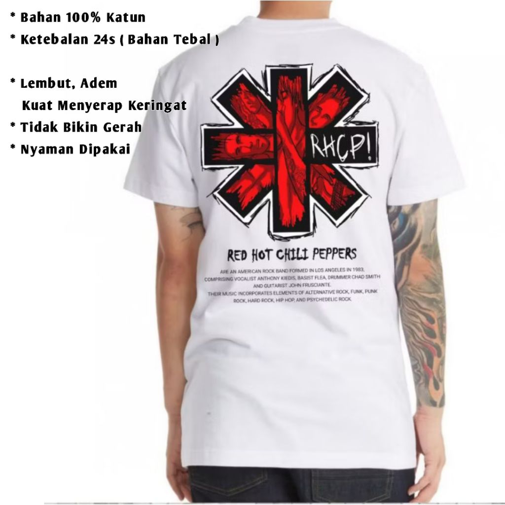 Baju Band RHCP | Baju Kaos Pria Size M - XXL | Kaos Band Red Hot Chili Peppers | Kaos RHCP #4 | Kaos