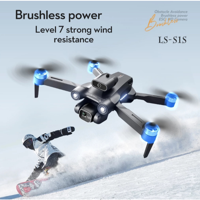 Drone S1S Kamera Ganda HD Quadcopter Brushless Motor Kendali Jarak Jauh Dengan Remote Control