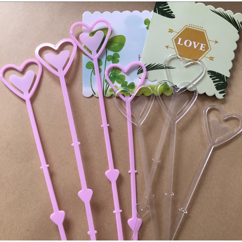 PESTA BALON - Stik Gagang Kartu Ucapan Plastik Bentuk Love