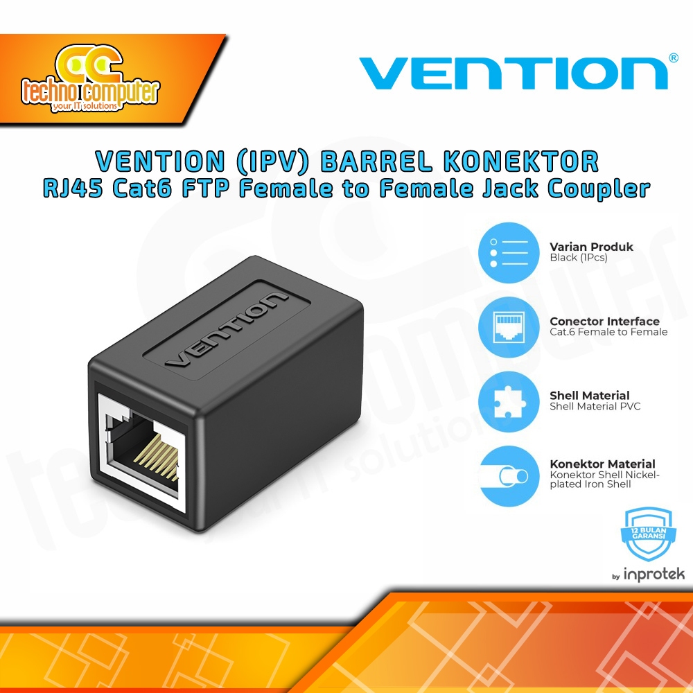VENTION BARREL RJ45 Cat6 FTP Female to Female Jack Coupler - IPV