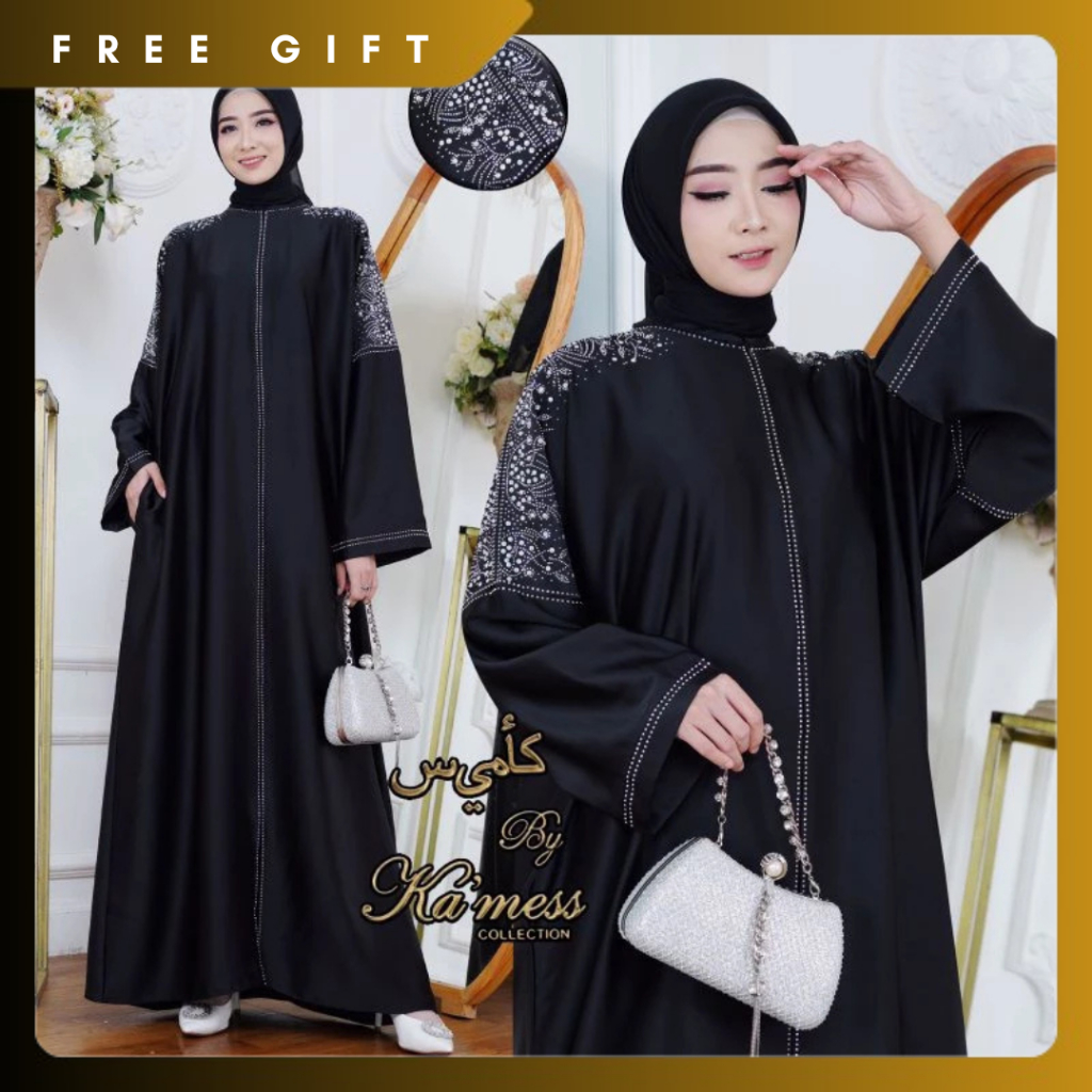 ABAYA ELEGAN BAHAN BAMBOO SILK SAIDAH/ Abaya Mewah Syari Abaya / GAMIS ELEGAN Hitam Kaftan Saudi