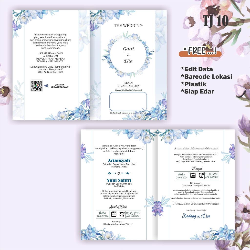 Undangan Pernikahan Simple Rustic, Cetak Undangan Pernikahan