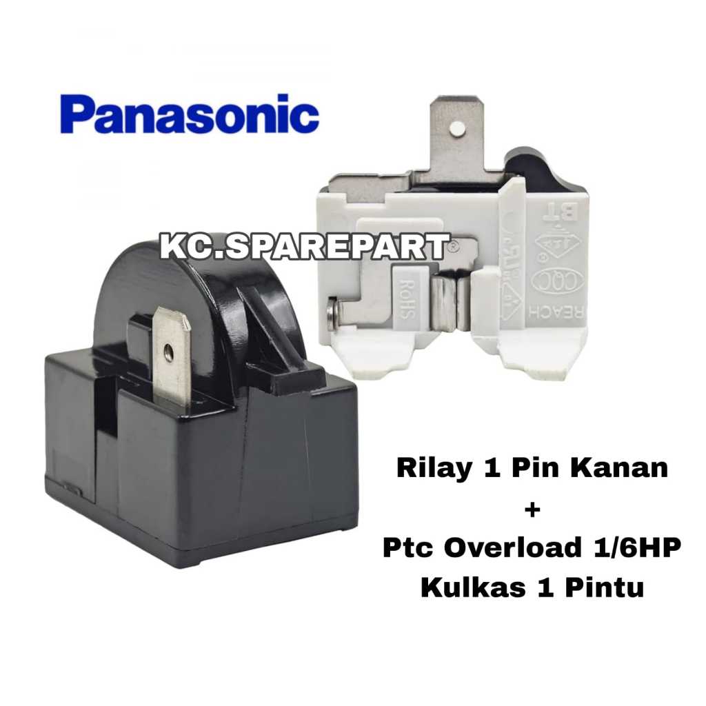Panasonic Relay 1 Pin Kanan + Ptc Overload Kulkas 1 Pintu