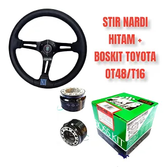 PAKET STIR RACING 14INCH ND HITAM + DUDUKAN STIR BOSSKIT