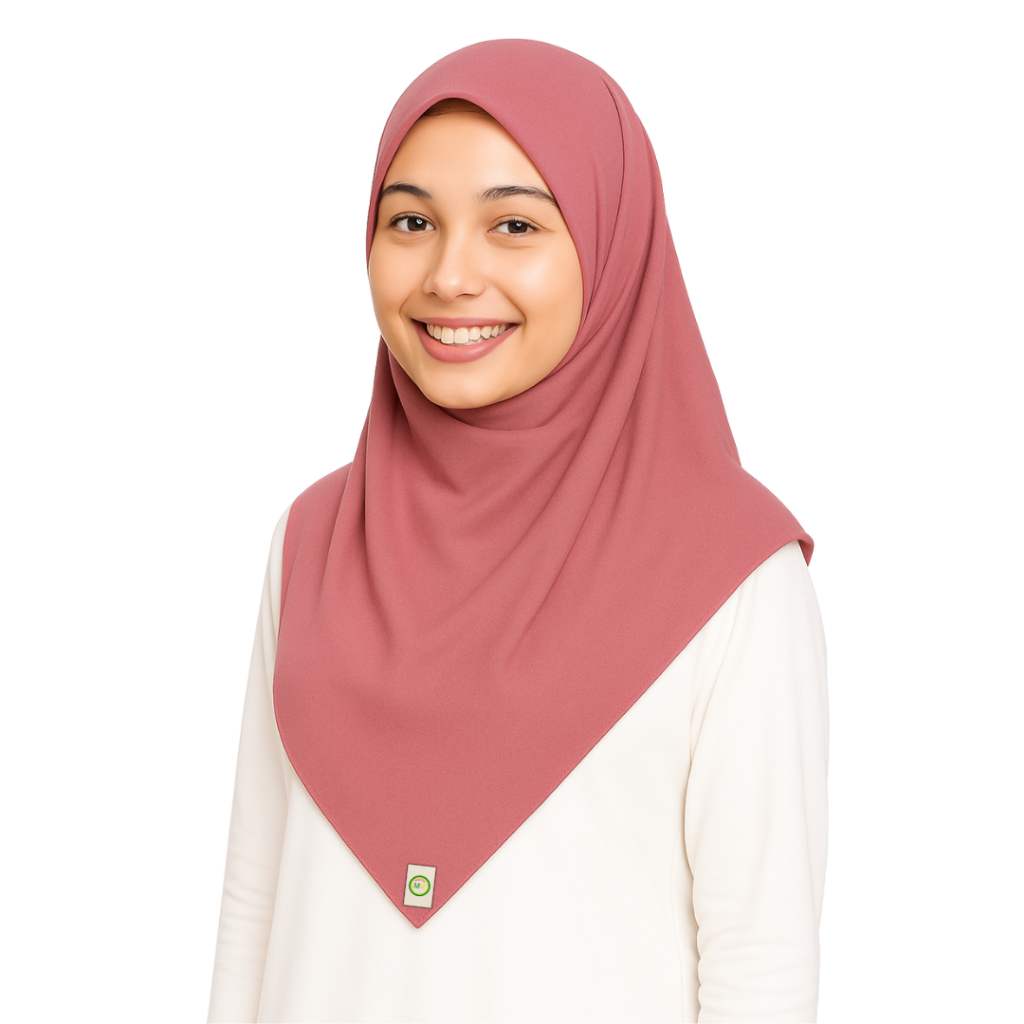 MAVYTA Hijab Segi Empat – Warna merah bata lembut