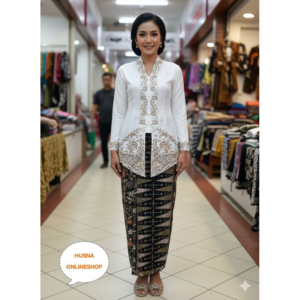 Stelan Kebaya Encim Kerancang Solo / Kebaya Seragam Kerja / Kebaya Encim Jumbo Adem Halus