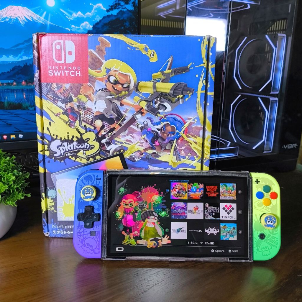 NINTENDO SWITCH OLED CFW SPLATOON EDITION BEKAS RASA BARU