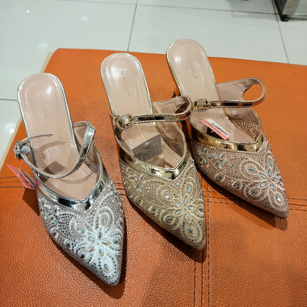 selop/mules wanita pesta heels 5cm GENNY original