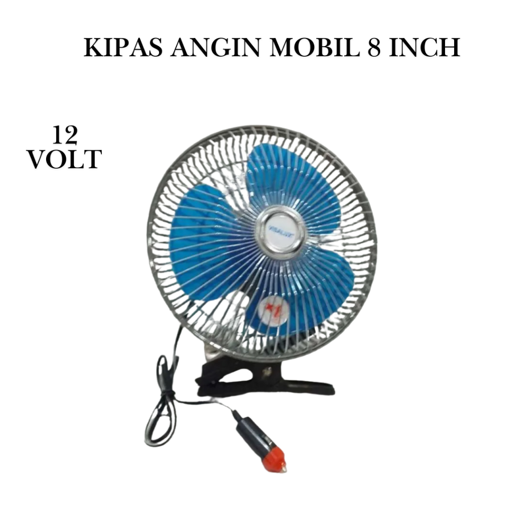 KIPAS ANGIN MOBIL VISALUX 8 INCH 12 VOLT KIPAS KLIP AKI MOBIL 8 INCH VISALUX