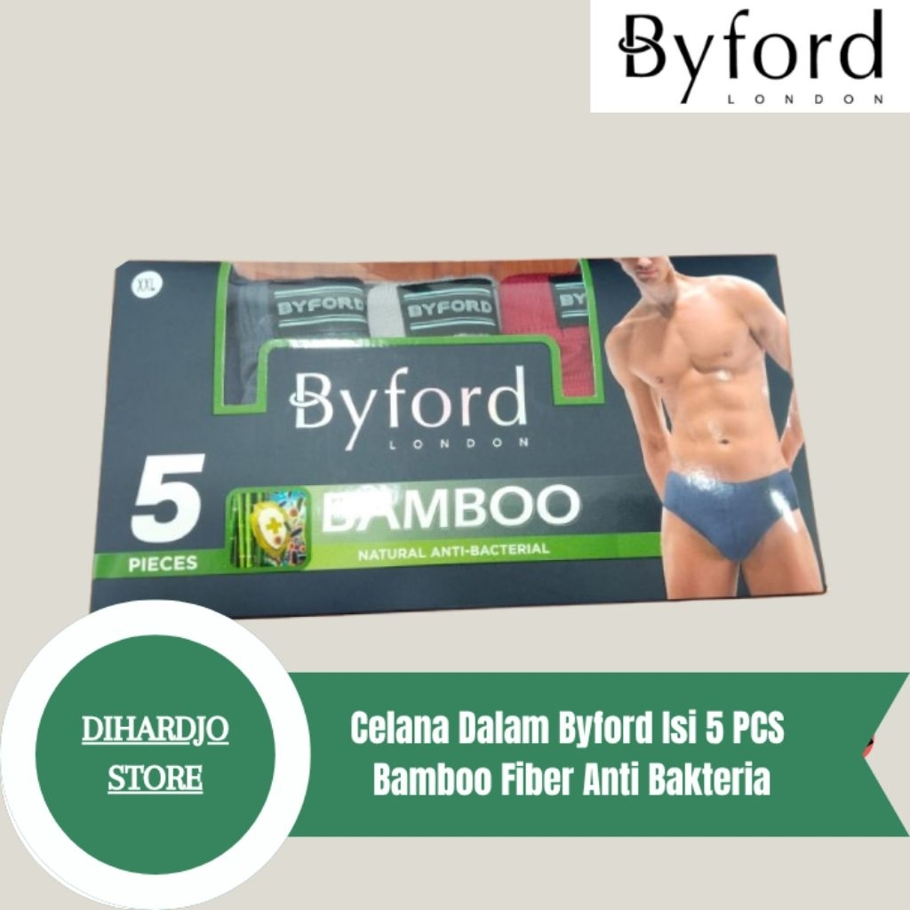 Celana Dalam Pria BYFORD Brief Segitiga Isi 5 Bahan Bamboo Fiber Anti Bakteria
