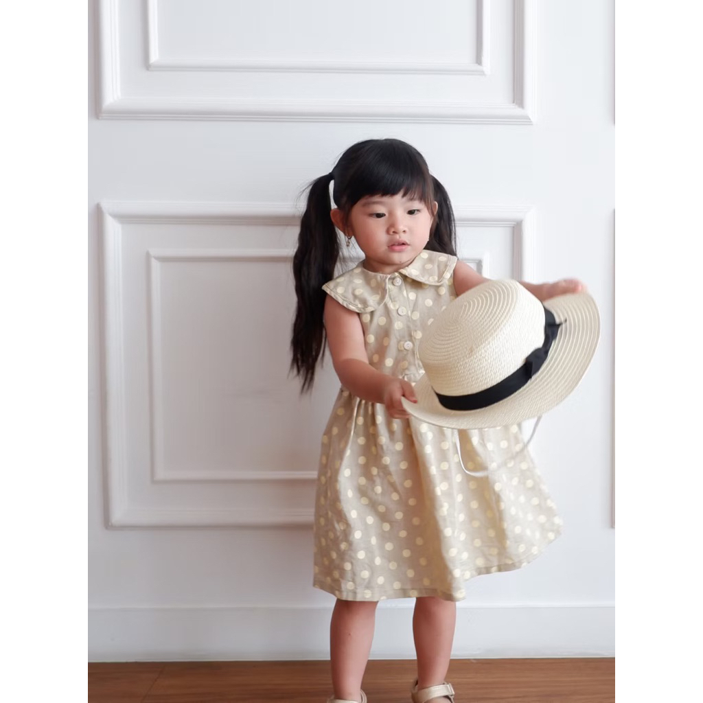 DV Kids - Reya Dress Polkadot Anak Bahan Katun Premium/Kids Dress For 1-5 Years Old