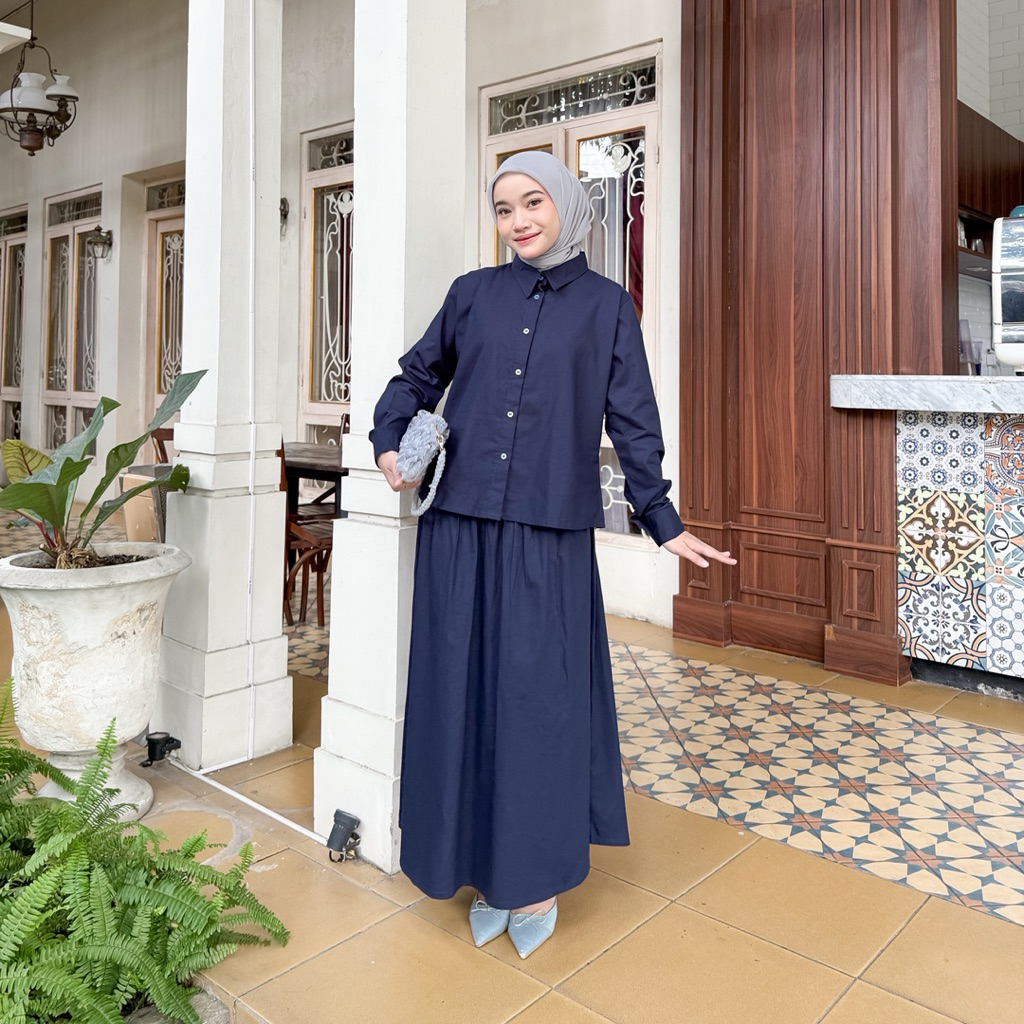 Efabric - Leona Set Rok Polos - Rok Polos Wanita Panjang - Atasan Waita - Bawahan Wanita