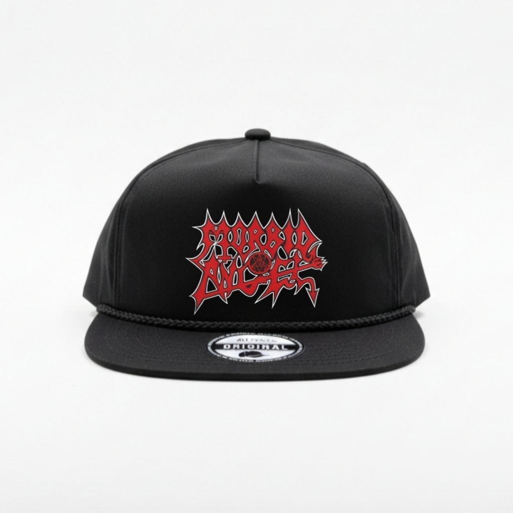 topi Snapback ropeheat vintage klasik warna hitam logo graffiti merah keren elegan/ topi Snapback
