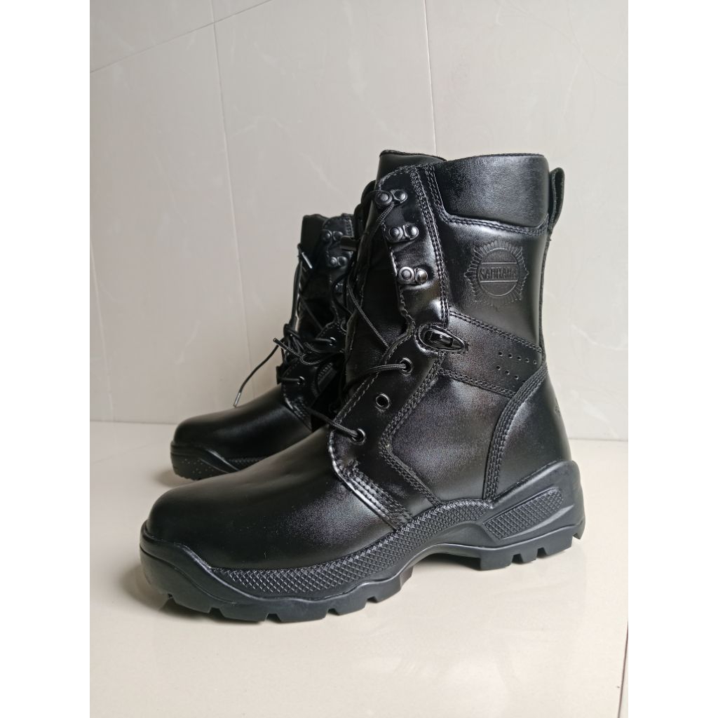 sepatu pdl sabhara polri ujung besi kulit asli