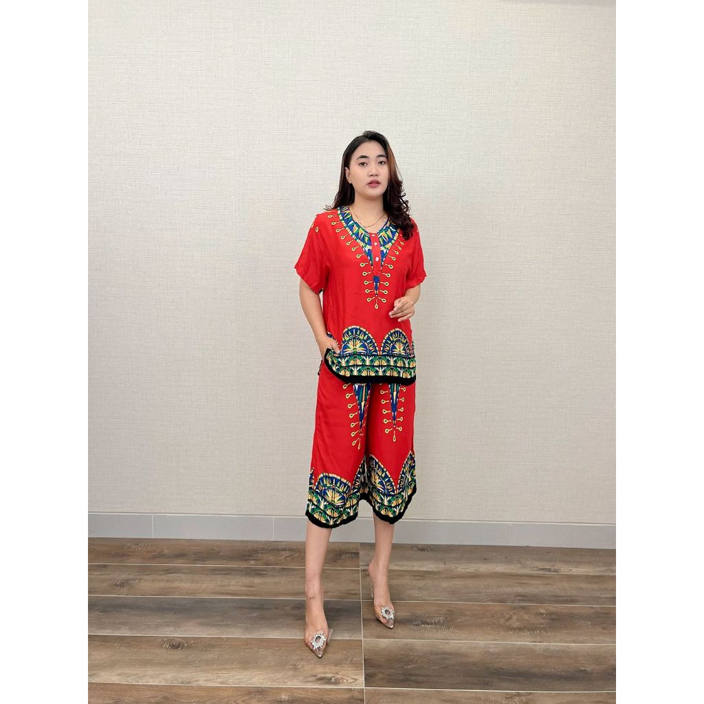 Kartika Batik Setelan Kulot Kancing 3 59589 Set Pendek Wanita Rayon Premium