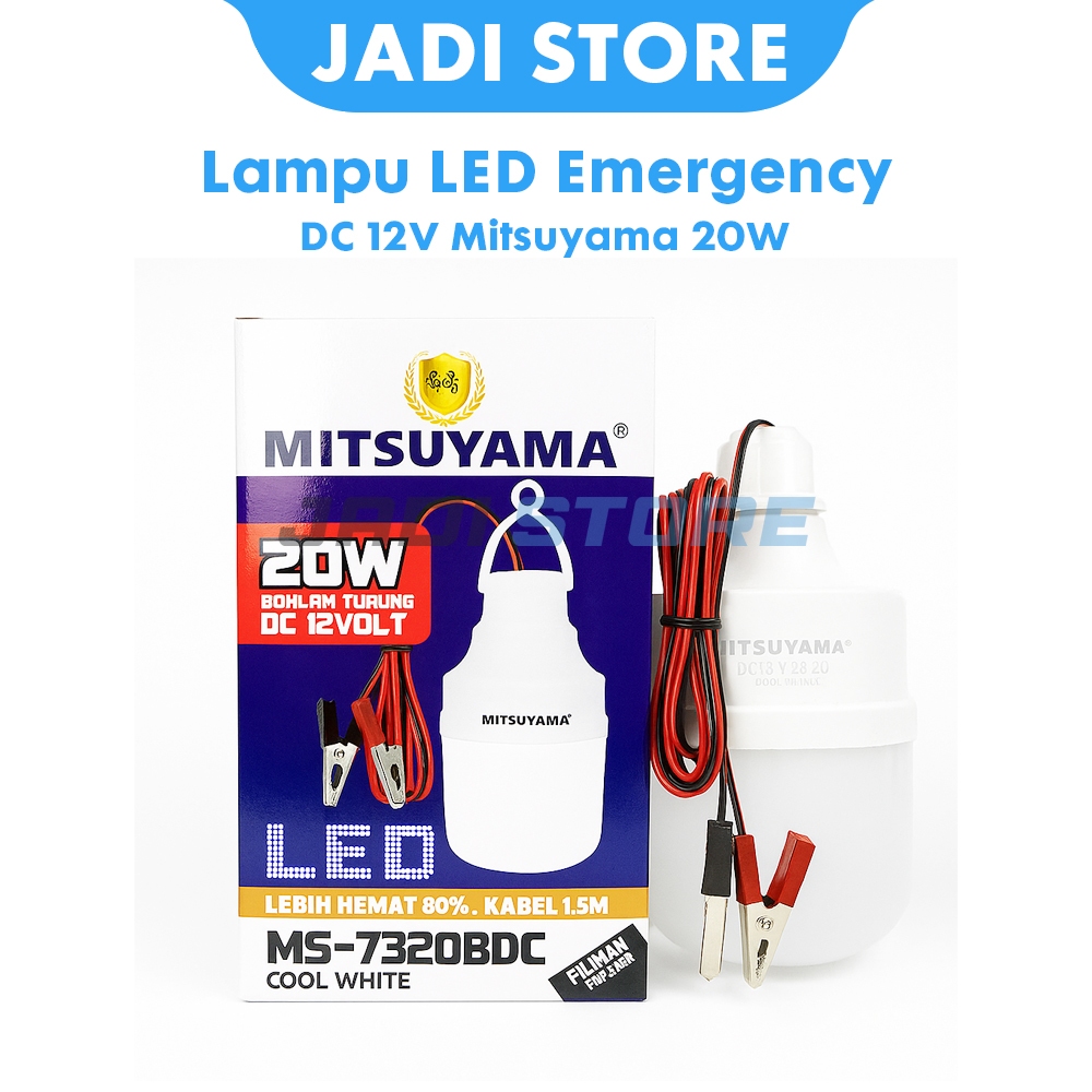 Lampu Aki Mitsuyama 20w LED 12 Volt DC 20Watt Colok Super Terang 10w 15w 12v Emergency Jualan Malam