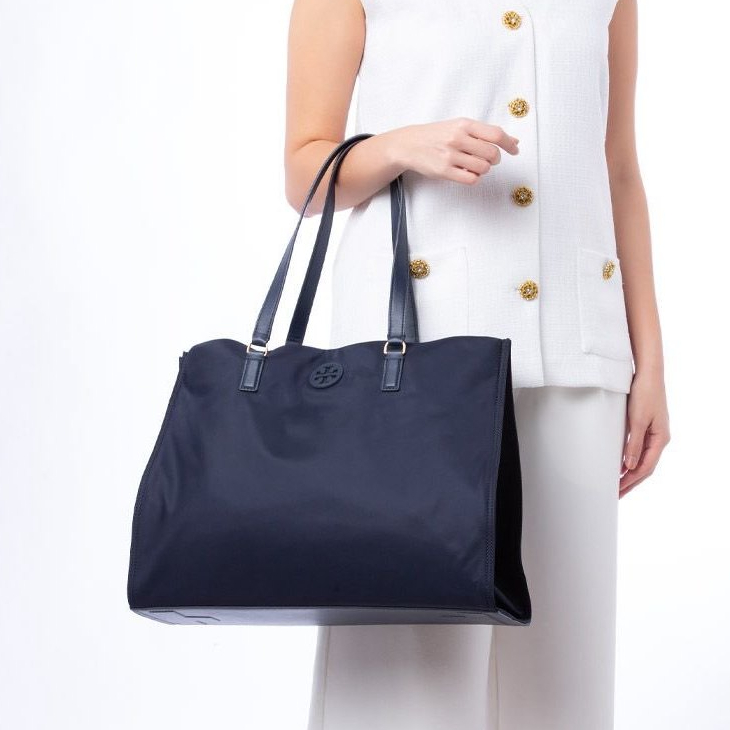 Tas Wanita Branded TB Ella nylon tote navy bag 43 x 14 x 33 cm ORIGINAL