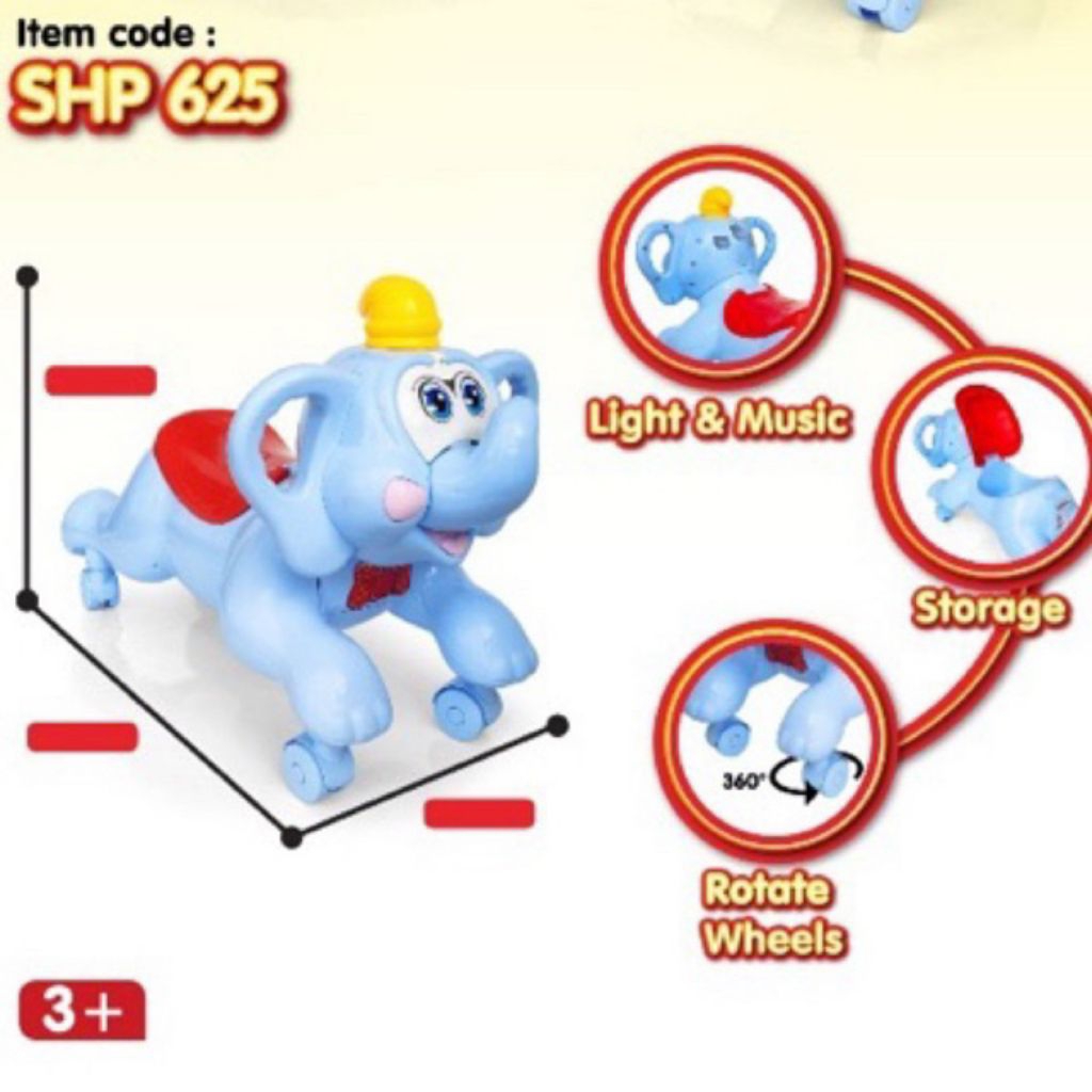 Mainan Anak Gajah - gajahan Maenan Dorong Biru GOL 625 SHP 625