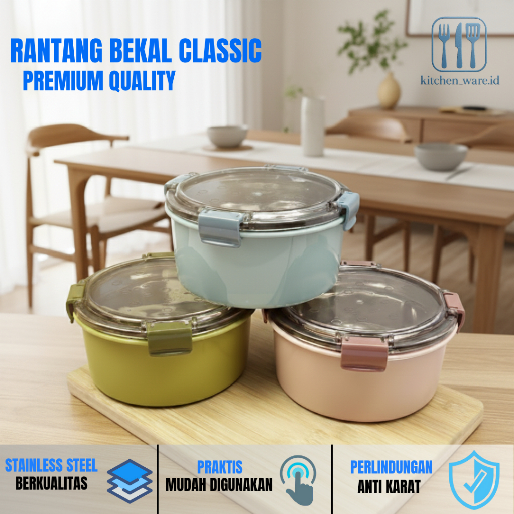 Rantang Lunch Box Kotak Makan Stainless Steel Kapasitas Besar untuk Pelajar dan Pekerja