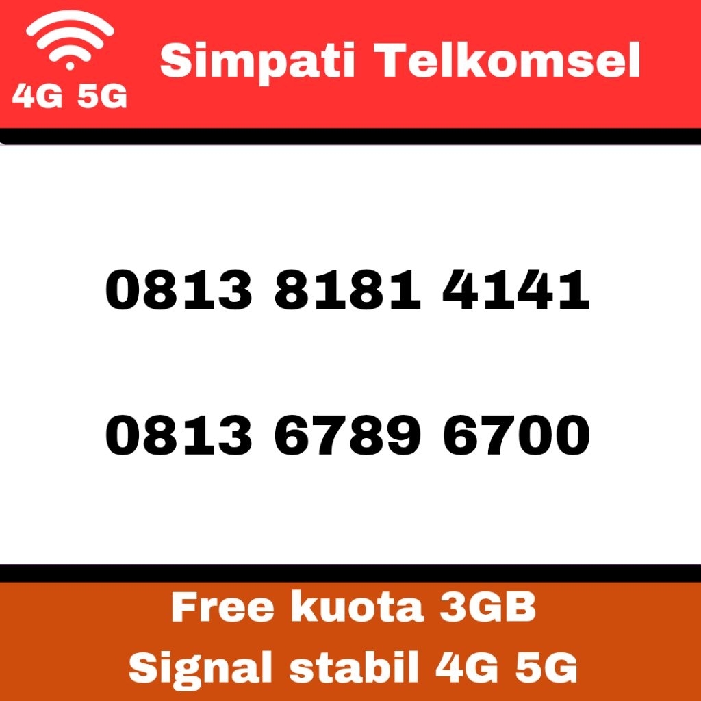 simpati telkomsel 0813 8181 4141 nomor cantik 6789 6700 kartu perdana internet stabil 4G 5G