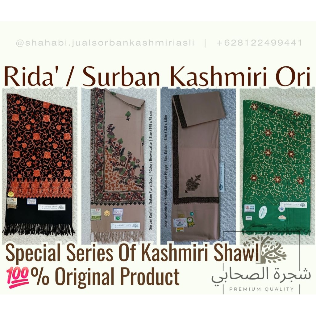 Sorban Kashmiri Habib Sulam Floral Asli / Kashmiri Motif Langka / Sorban Kashmiri Asli