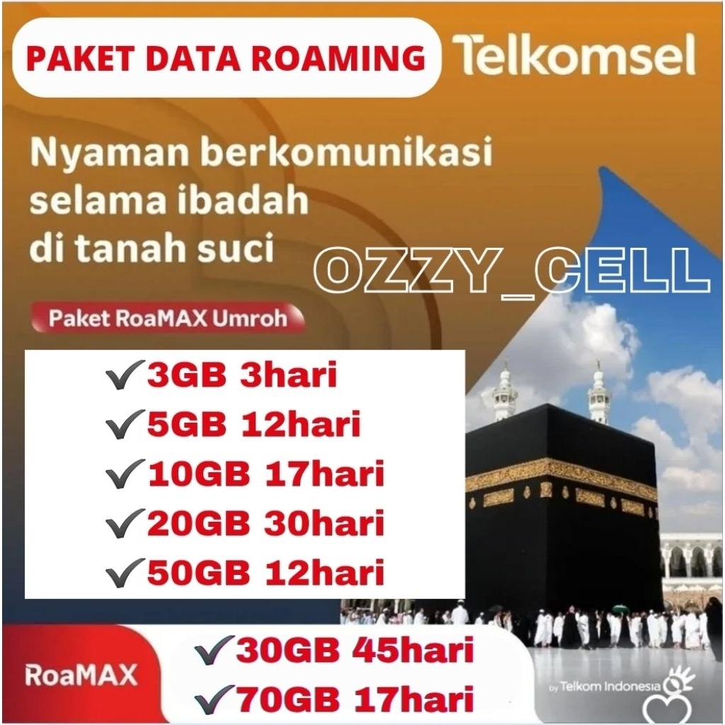 Promo Termurah Paket Data Roaming Telkomsel Umroh Haji dan Roaming Semua Negara Roamax Ozzy Cell