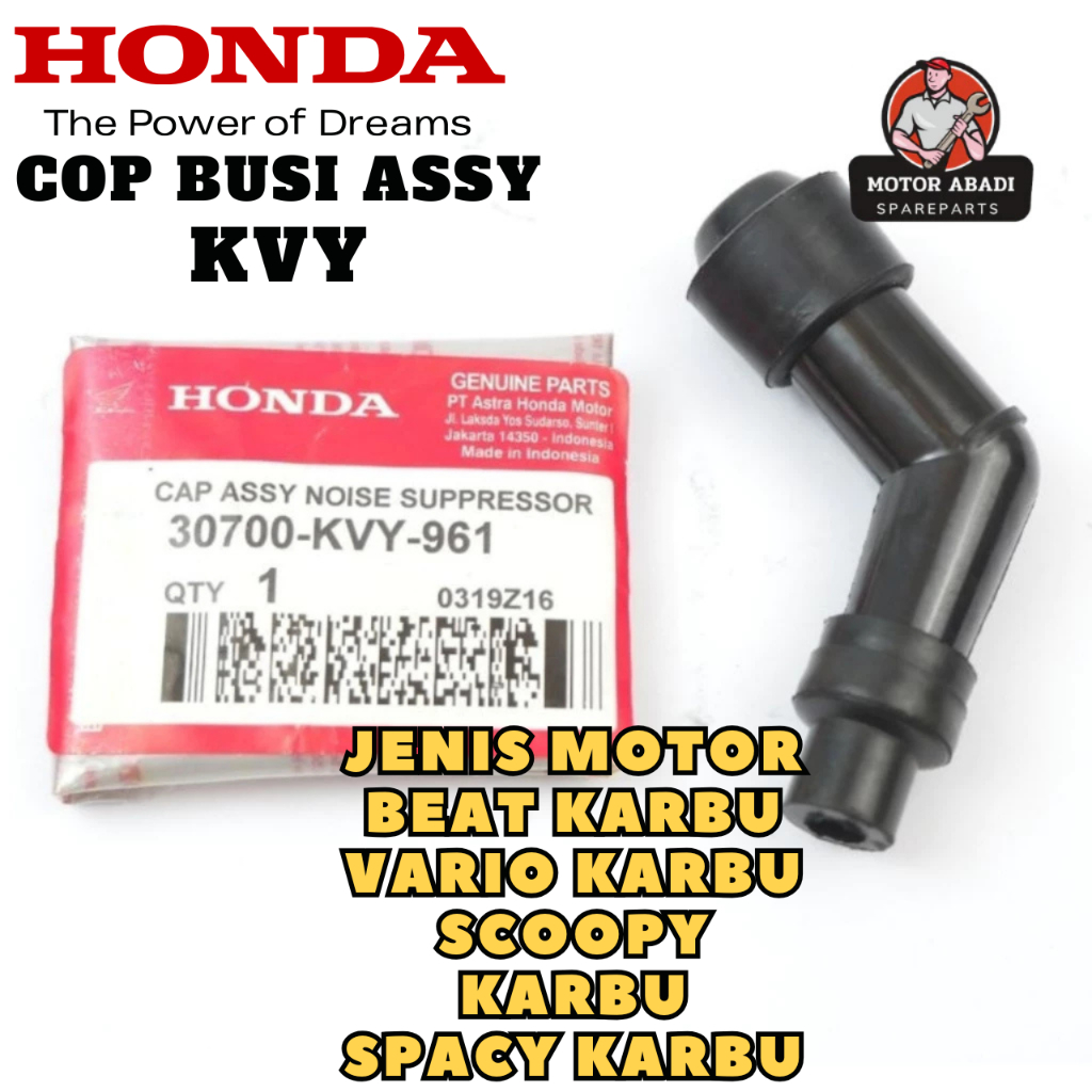 30700-KVY-961 ORIGINAL Cop Busi Tutup Busi Cangklong KVY Honda Beat Karbu Vario Karbu Scoopy Karbu S