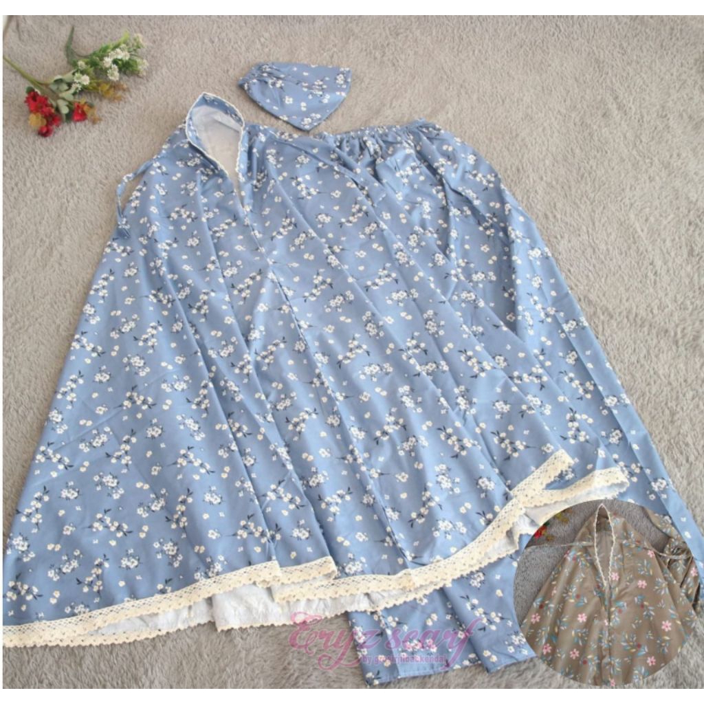 ERYZSCARF - Mukena Dewasa Katun Premium Motif Traveling Jumbo Motif Halus Adem Renda Kodian Lebih Mu