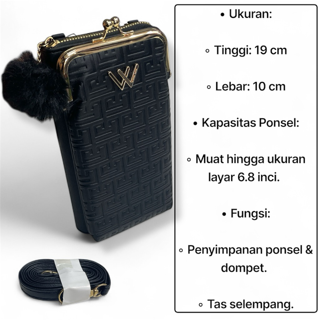 Dompet HP Selempang JA96/JA98 - Muat HP 6.8 Inch, Bahan Premium