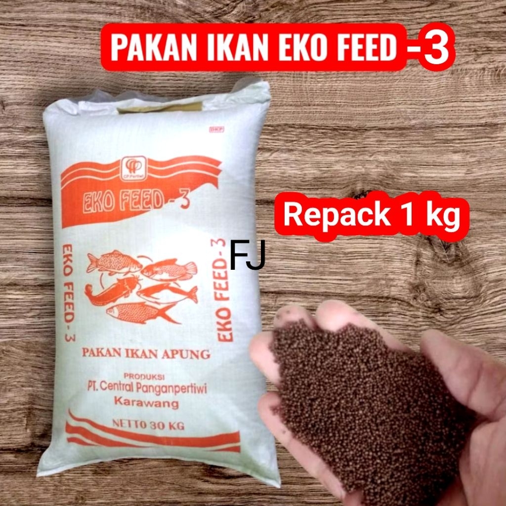 Pelet Eko Feed -3 Pakan Apung, Pur Ikan Lele & Nila Repack 1 kg