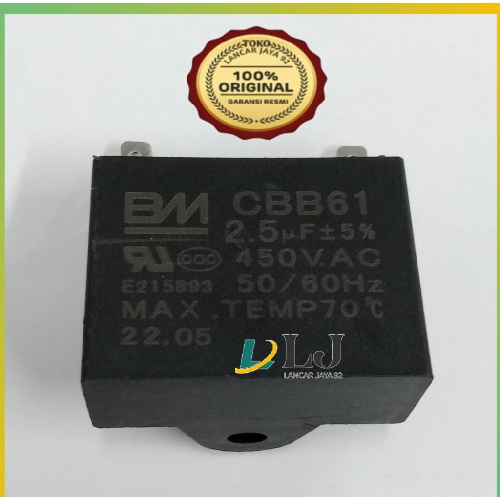kapasitor kipaS angin REGENCY 16 in / 18 inc / 20 in ORGINAL asli regency BM CBB61
2.5pF±5%

450VAC
