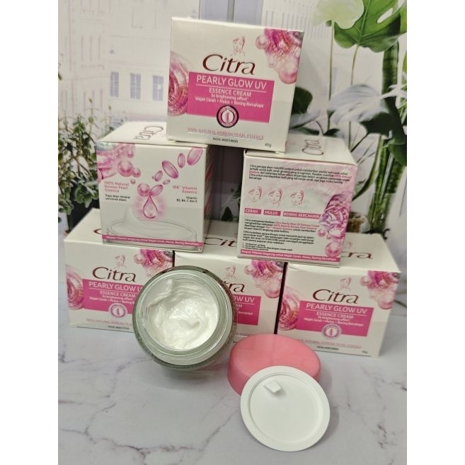 Citra Pearly Glow UV Essence Cream 6pcs – Krim Pencerah Wajah Cerah Glowing, Lembap & Merata, Mengan