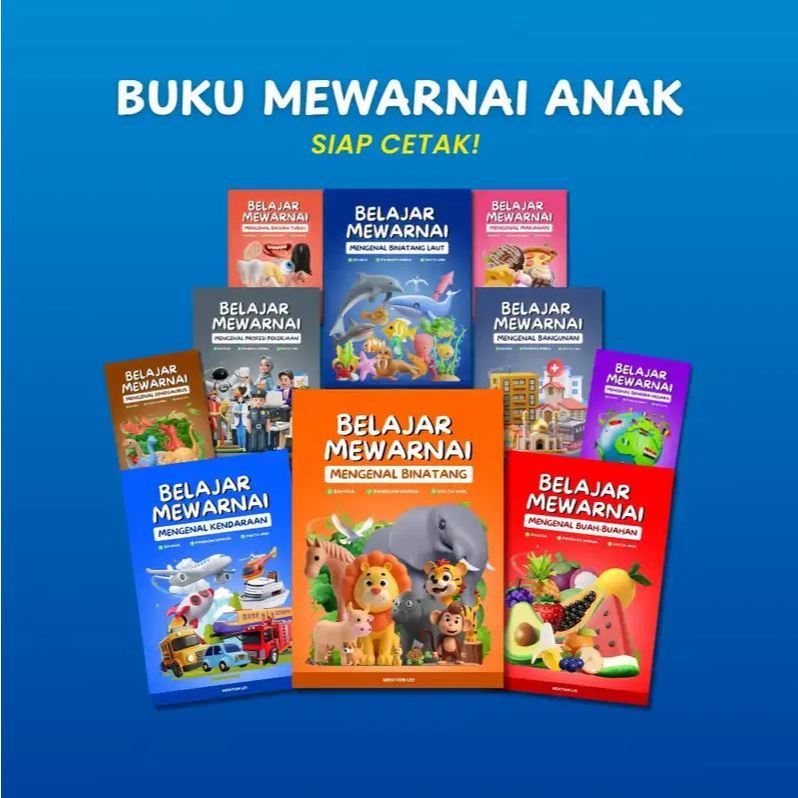 Printable Worksheet 10 Tema Mewarnai Anak | File PDF & PNG Digital Download | Lembar Aktivitas TK & 