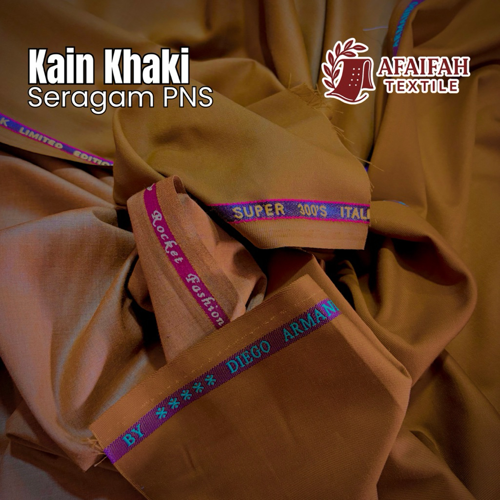 Kain Seragam Pemda Khaki PNS Semi Woll terbaru harga per 0,5 Meter