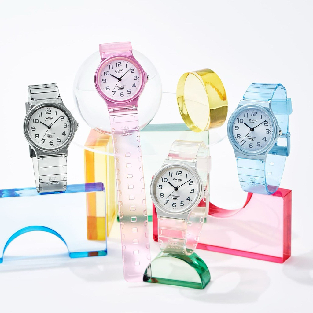 Jam Tangan Wanita Original Casio Transfaran Analog Bulat Karet Angka