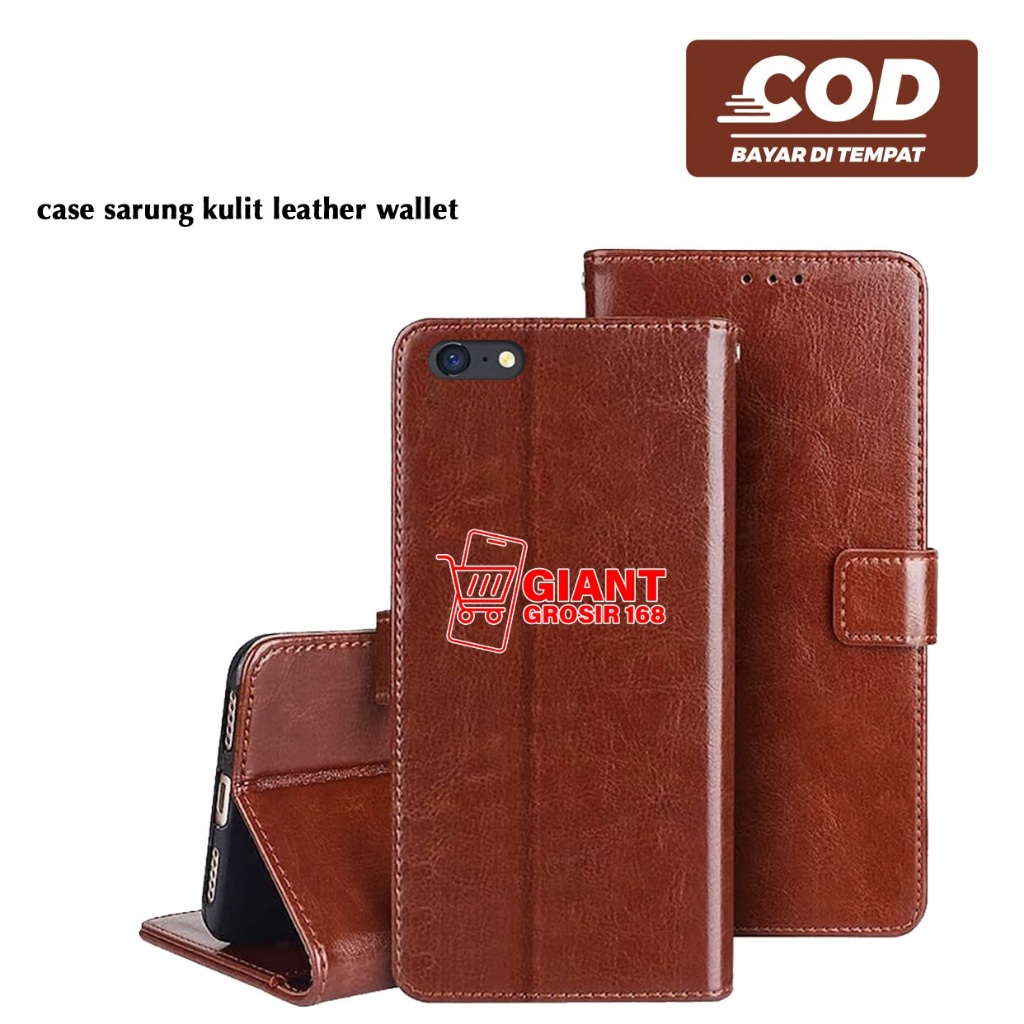 Flip Case Leather Sarung buku Bahan kulit + Wallet Case Oppo A71 Oppo A74 5G Oppo A76 Oppo A96 Oppo 