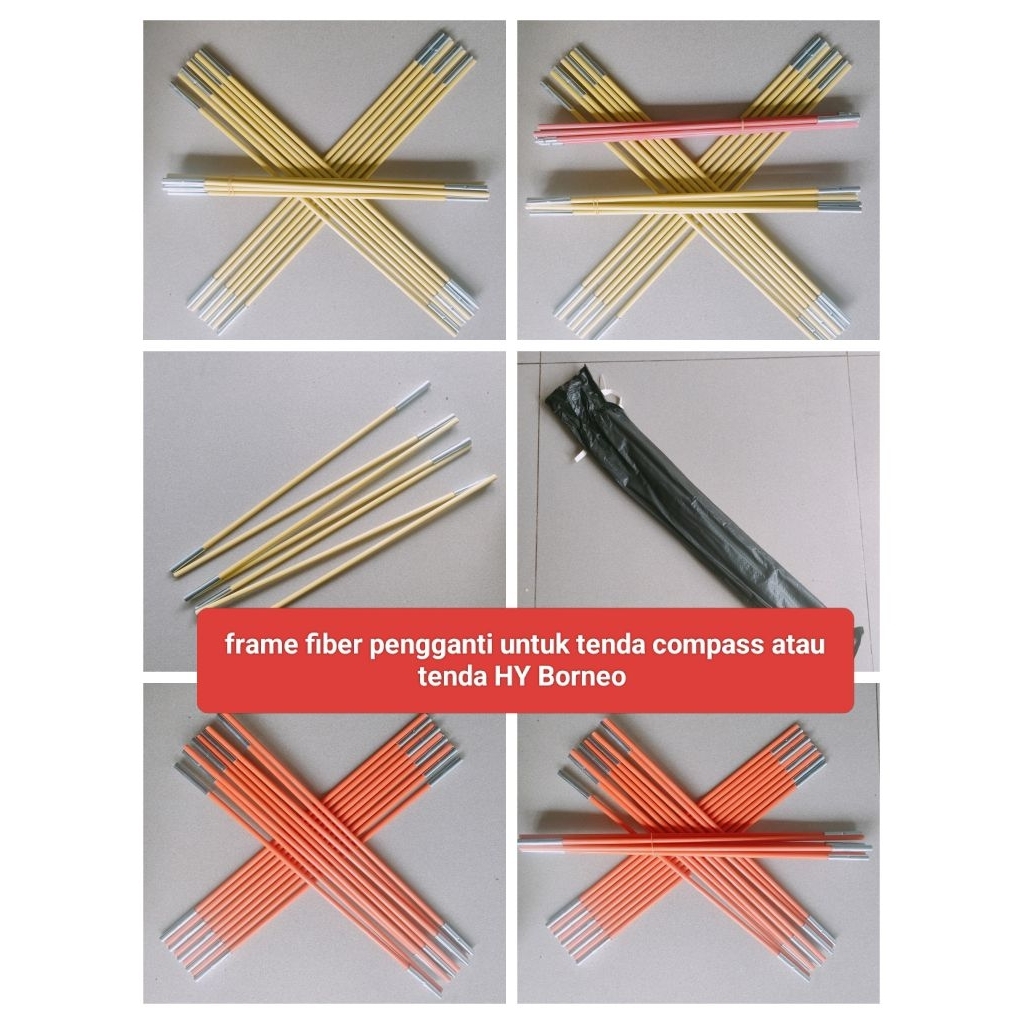 Frame fiber pengganti untuk tenda compass atau tenda HY Borneo - rangka frem tenda camping gunung ou