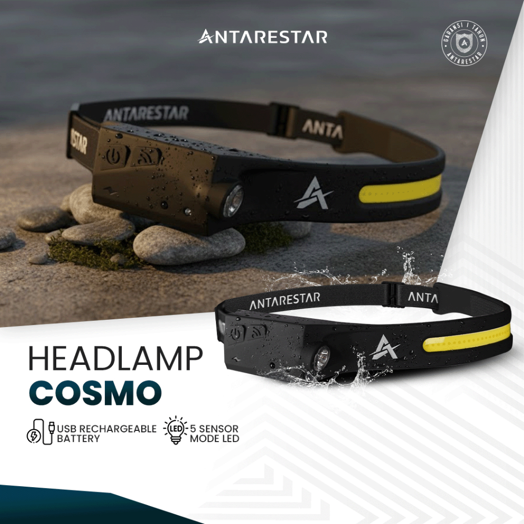 ANTARESTAR Official - Headlamp Cosmo COB Senter Kepala Cas Flashlight Motion Sensor 5 mode LED