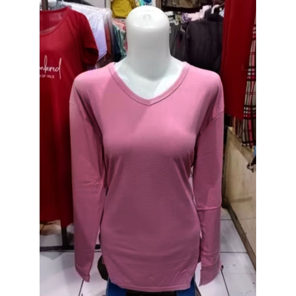 Kaos wanita polos panjang |inner panjang wanita warna putih dan pink