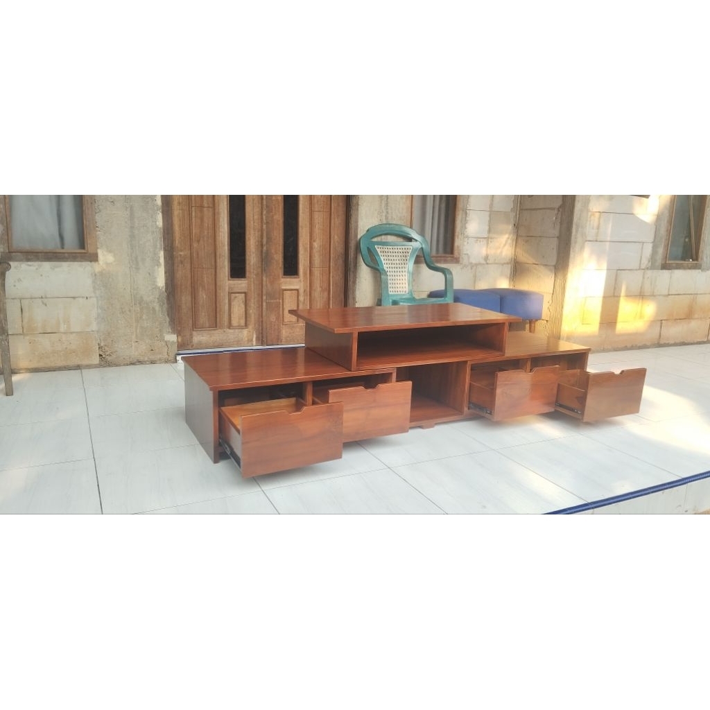 meja tv minimalis modern, meja tv kayu jati