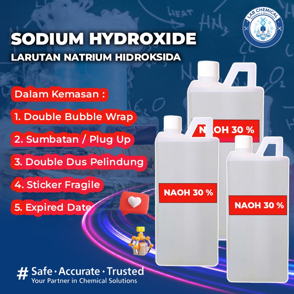 Larutan NaOH 30 % 1000 mL/ Larutan Natrium Hidroksida / Sodium Hydroxide Solution 1000 ml