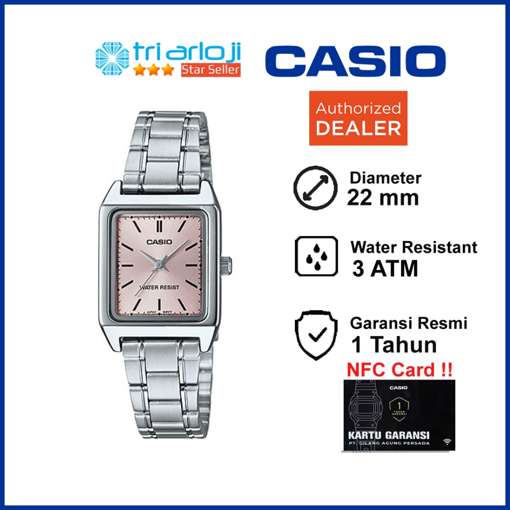 CASIO LTP-V007D-4EUDF Jam Tangan Wanita Analog Silver Pink LTPV007D LTP-V007D-4E LTP V007D 4EUDF