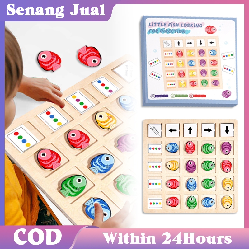 Mainan Permainan Memori Berlatih Konsentrasi Mainan Permainan Memori  Arah Ikan Kayu
