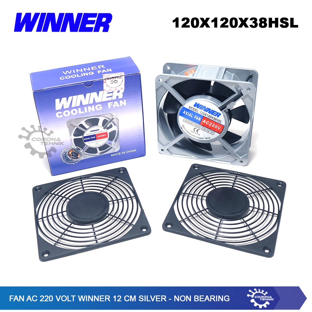 Non Bearing - Kipas Fan AC 220 Volt Winner 12 cm Silver