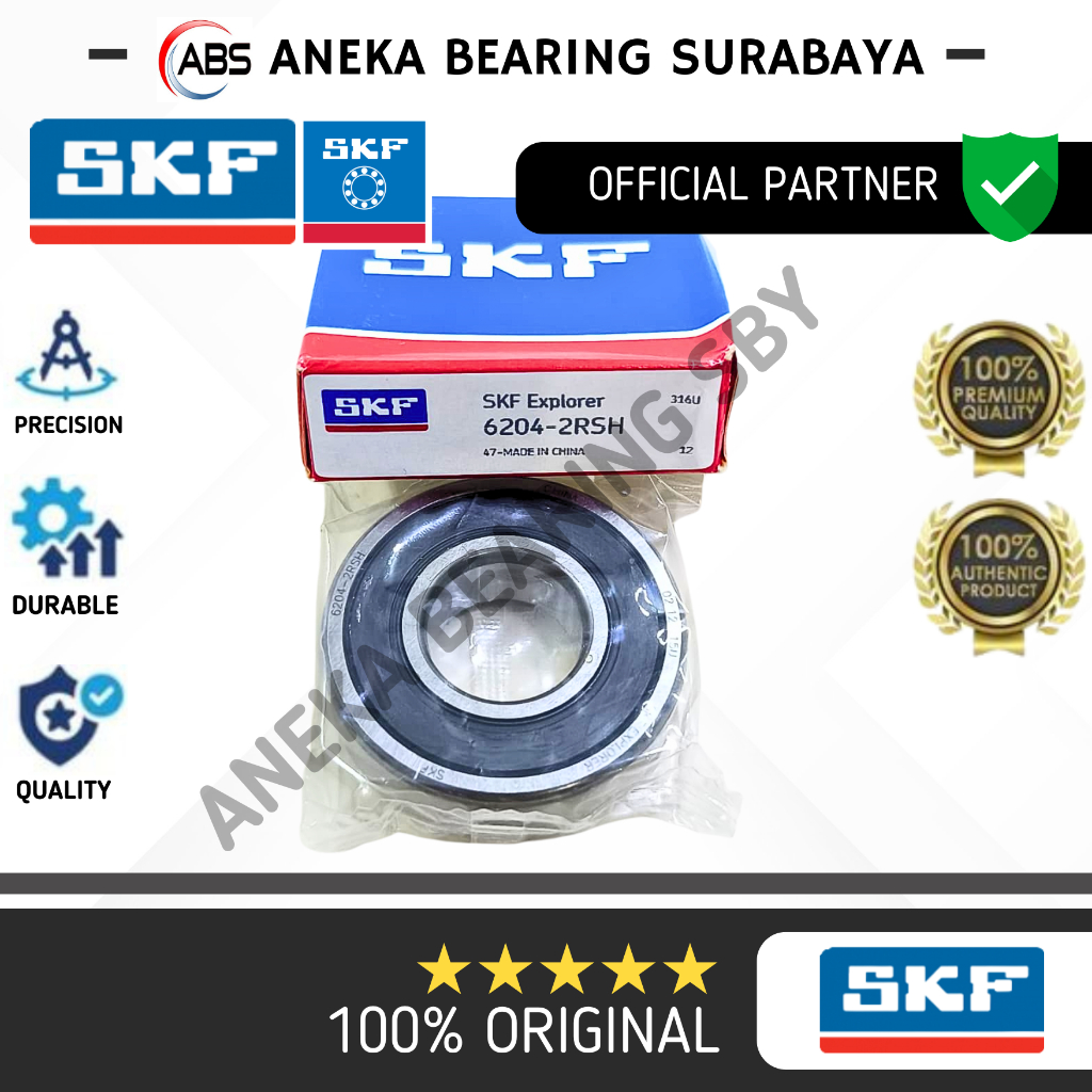 BEARING 6204 2RS C3 SKF ASLI LAKER PINTU MOTOR POMPA RODA 20X47X14